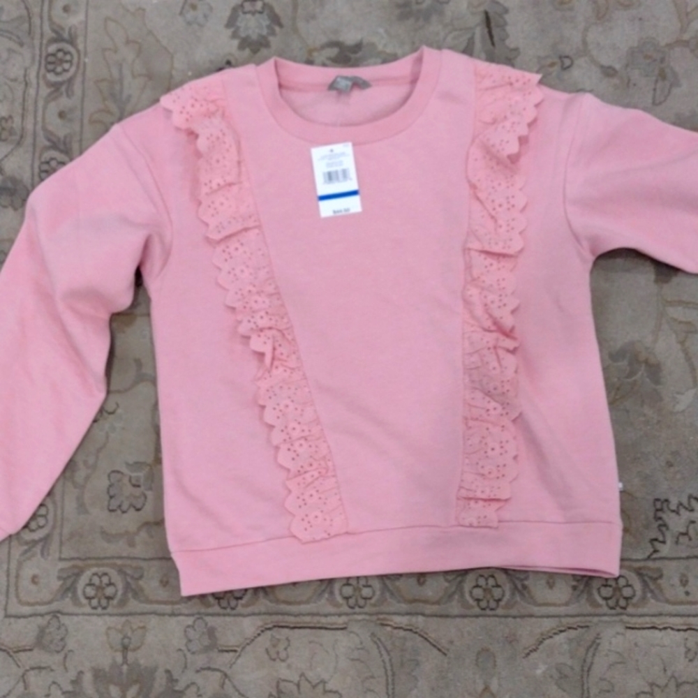 NWT Lucky Brand Girl Ruffle Sweatshirt Top size: 16